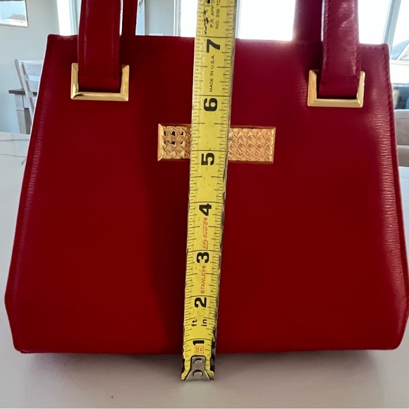 Vintage Christian Dior Red Textured Leather Mini Top Handle Handbag with Gold HW - Picture 13 of 15